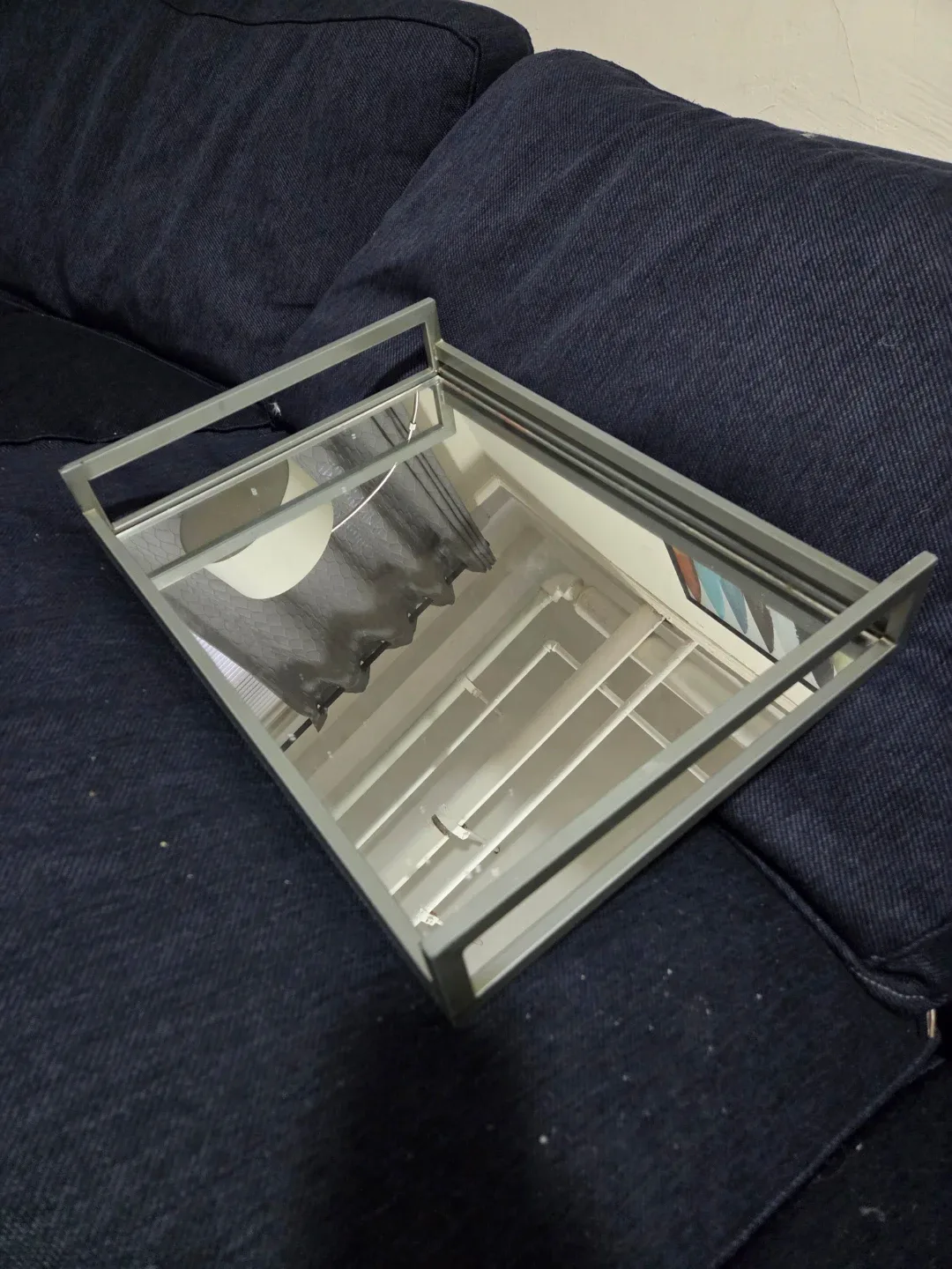 Silver Metal & Mirrored Tray 20"x14" image indicator(2)