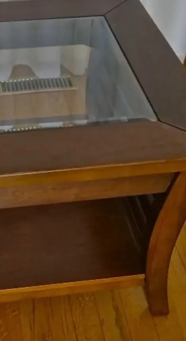 Brown Wood & Glass Coffee Table image indicator(3)