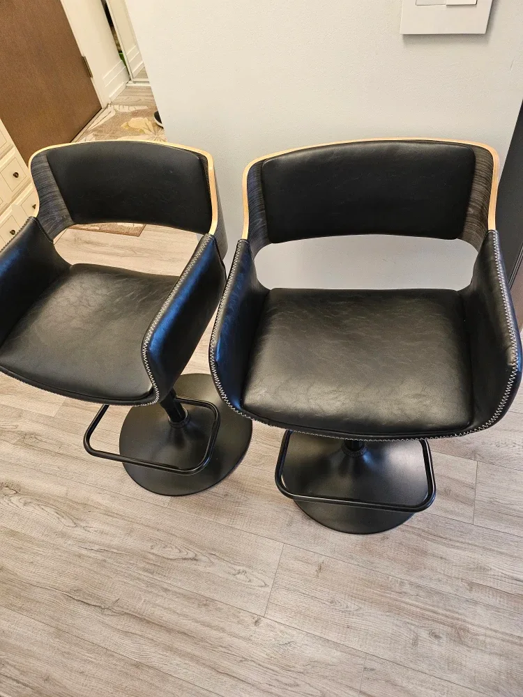 Black Faux Leather Bar Stools - Set of 2 image indicator(2)