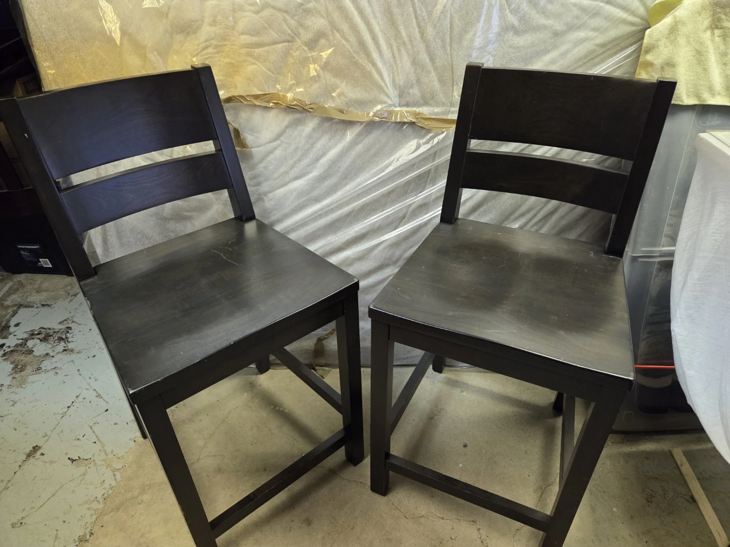 (2) Solid Maple Wooden Bar Stools