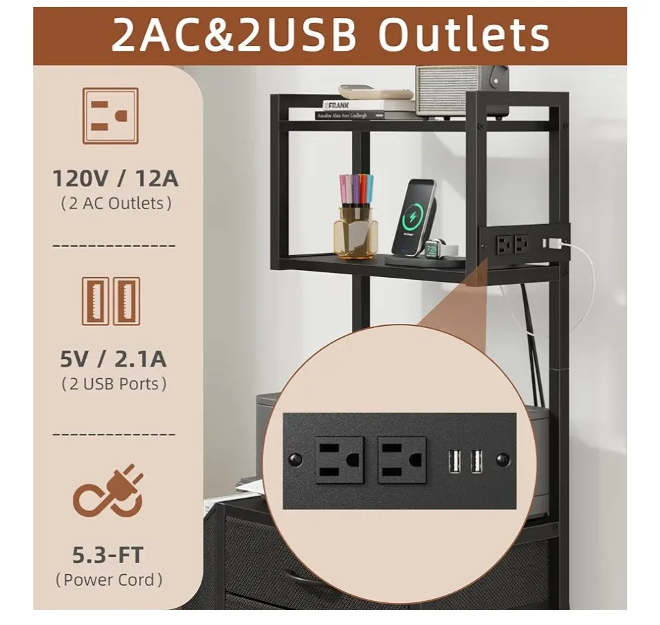 HIGDBFE 3-Drawer File Cabinet with Charging Station🥕 image indicator(7)