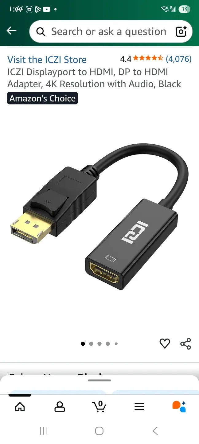 ICZI Displayport to HDMI Adapter, Black thumbnail