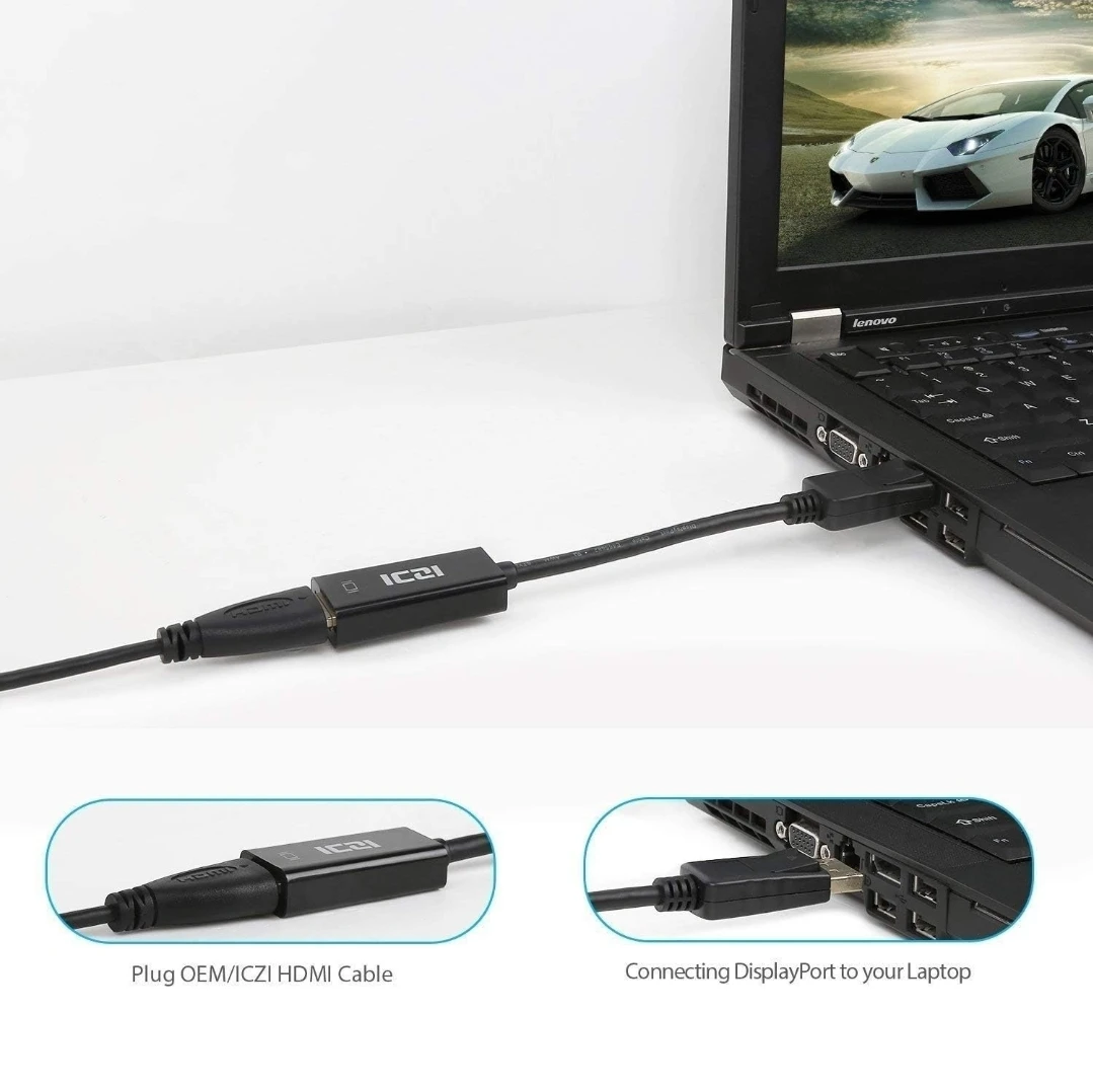 ICZI Displayport to HDMI Adapter, Black - photo 3