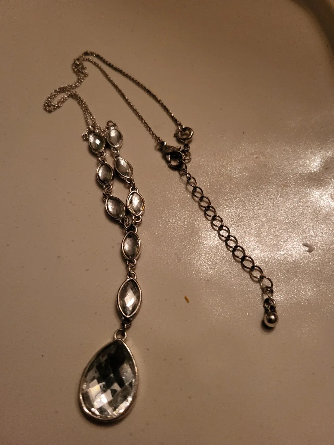 Silver-tone Necklace with Clear Stones image indicator(3)