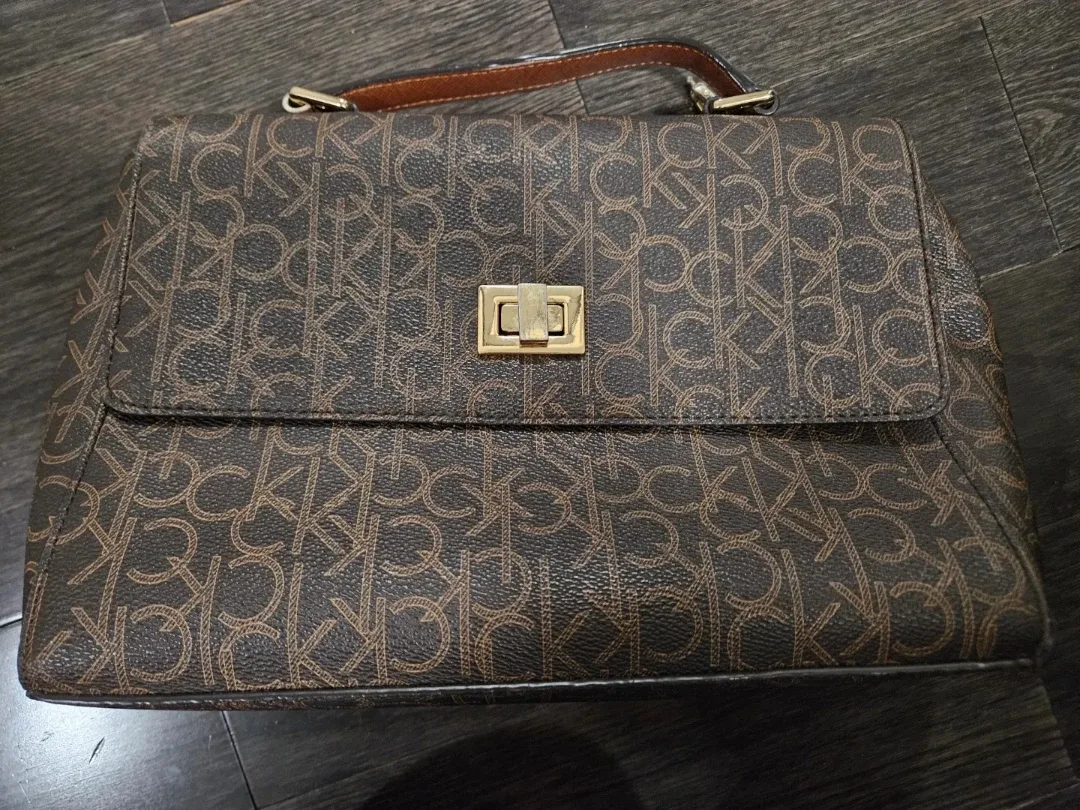 Calvin Klein Brown Patterned Satchel image indicator(3)