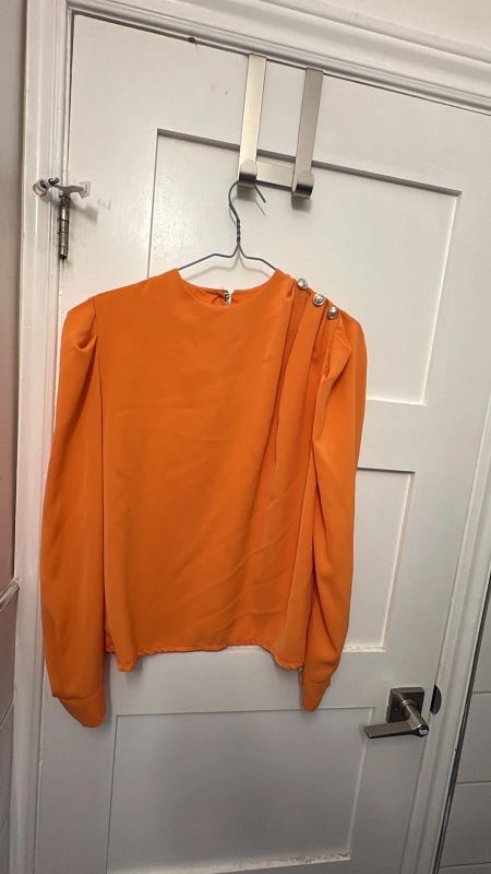 Orange Blouse with Shoulder Detail