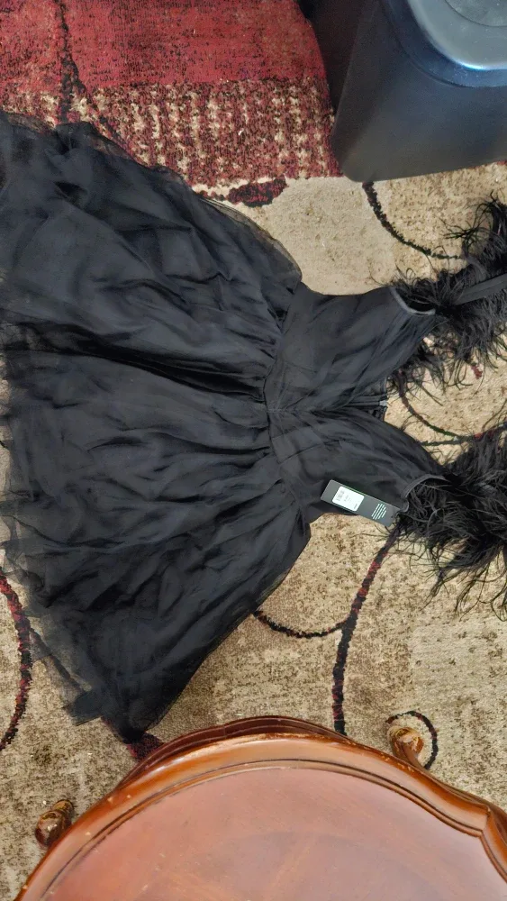 NBD Black Feather Mini Dress - New with Tags! image indicator(2)