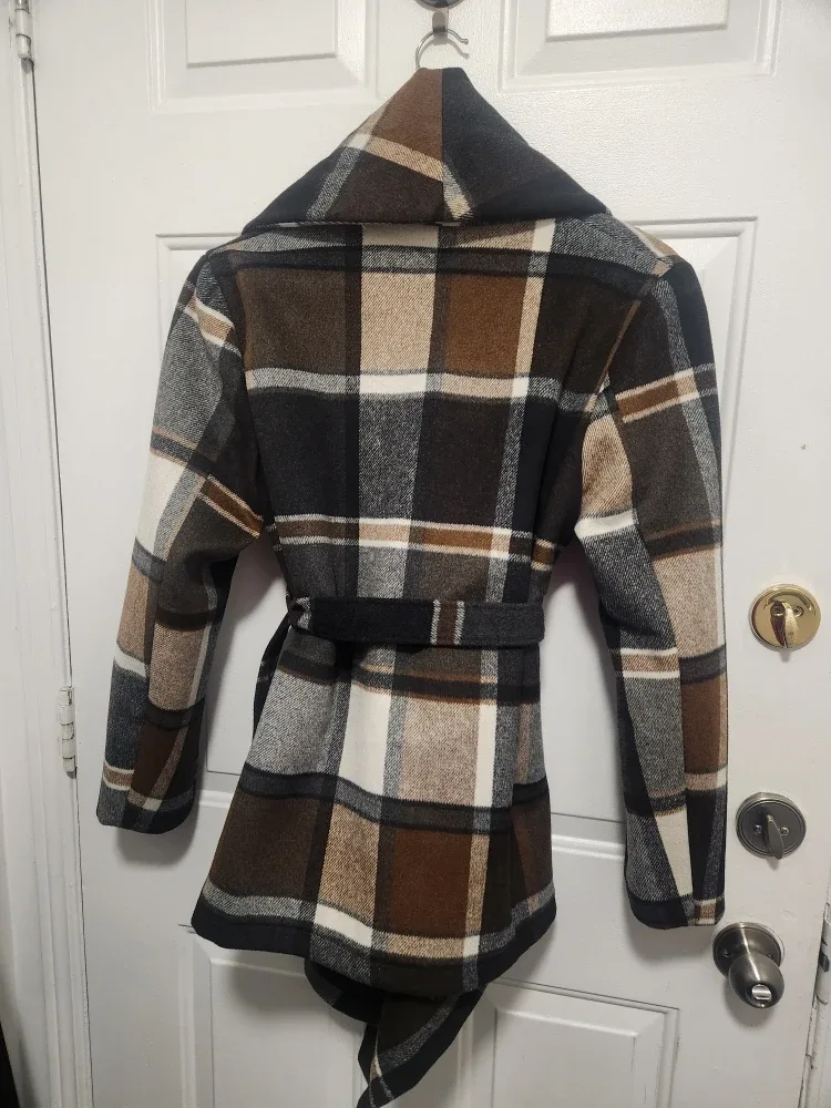 Chicwish Plaid Belted Coat - Size L image indicator(2)