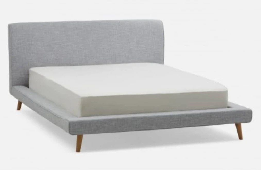 King Upholstered Platform Bed Frame - Linen Grey - photo 5