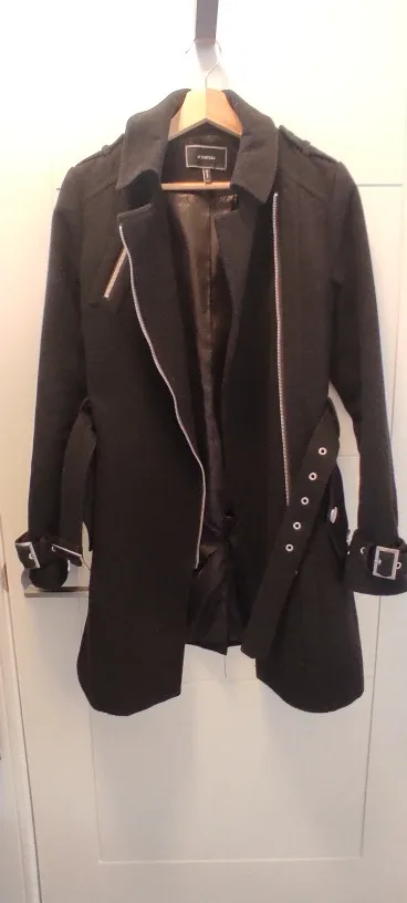 Le Chateau Moto Black Trench Coat - Size P/S image indicator(3)