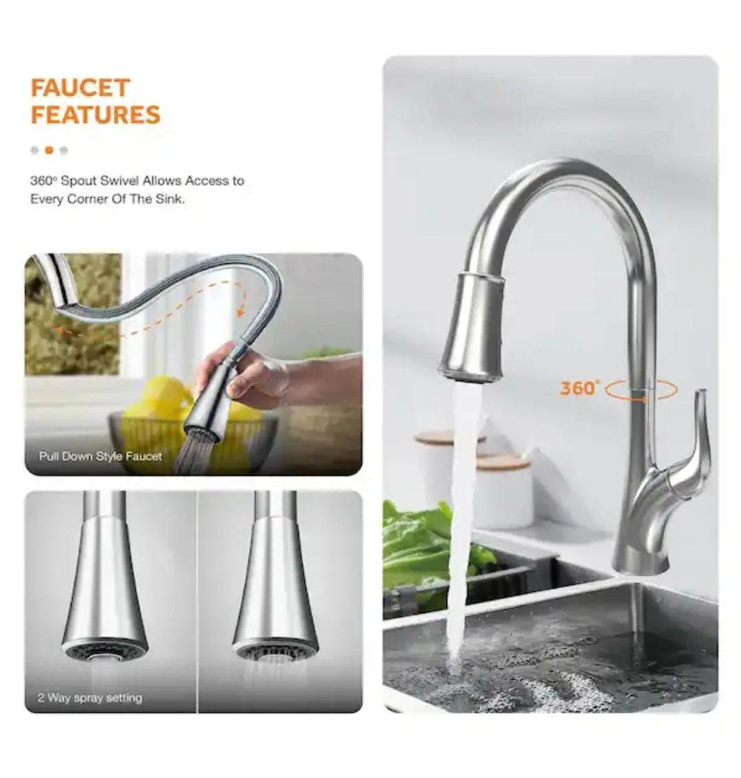 Stainless Steel Kitchen Sink 33" x 22" x 9" image indicator(2)