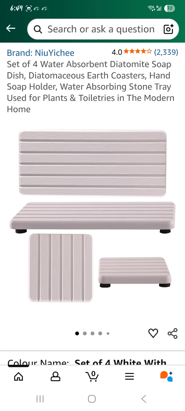 Water Absorbent Diatomite Soap Dish Set - NEW