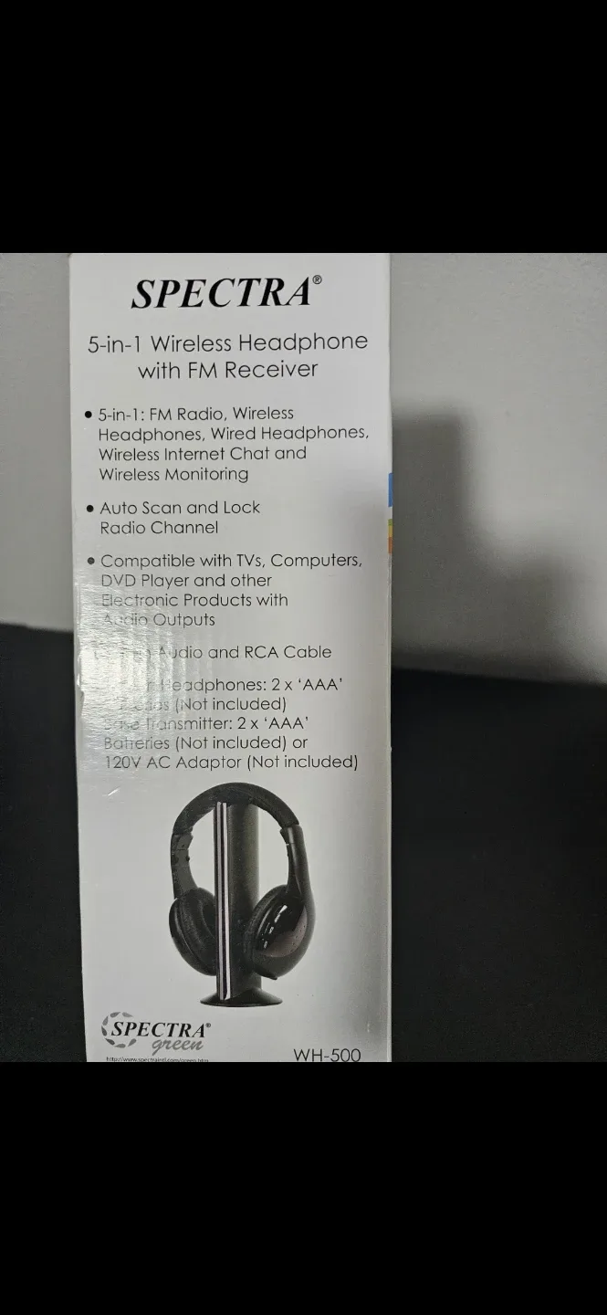 BNIB Spectra 5-in-1 Wireless Headphone w/ FM Receiver - WH-500 🥕 image indicator(2)