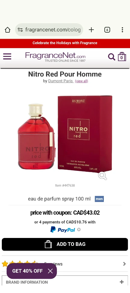 Dumont Nitro Red Pour Homme 100ml