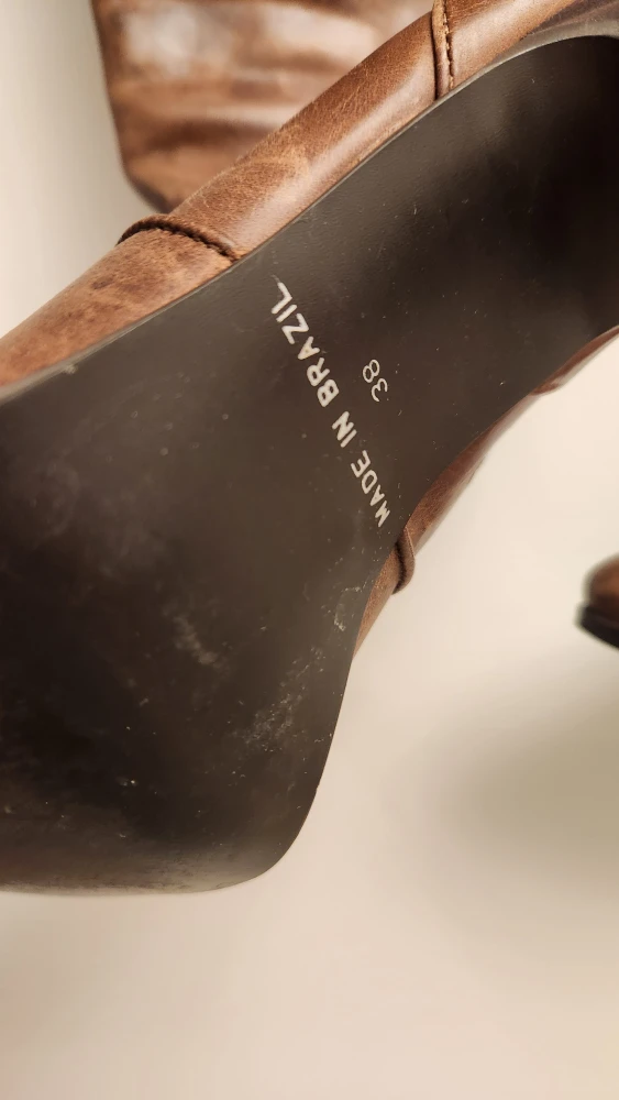 Brown Leather Knee High Heel Boots - Size 38 - photo 2