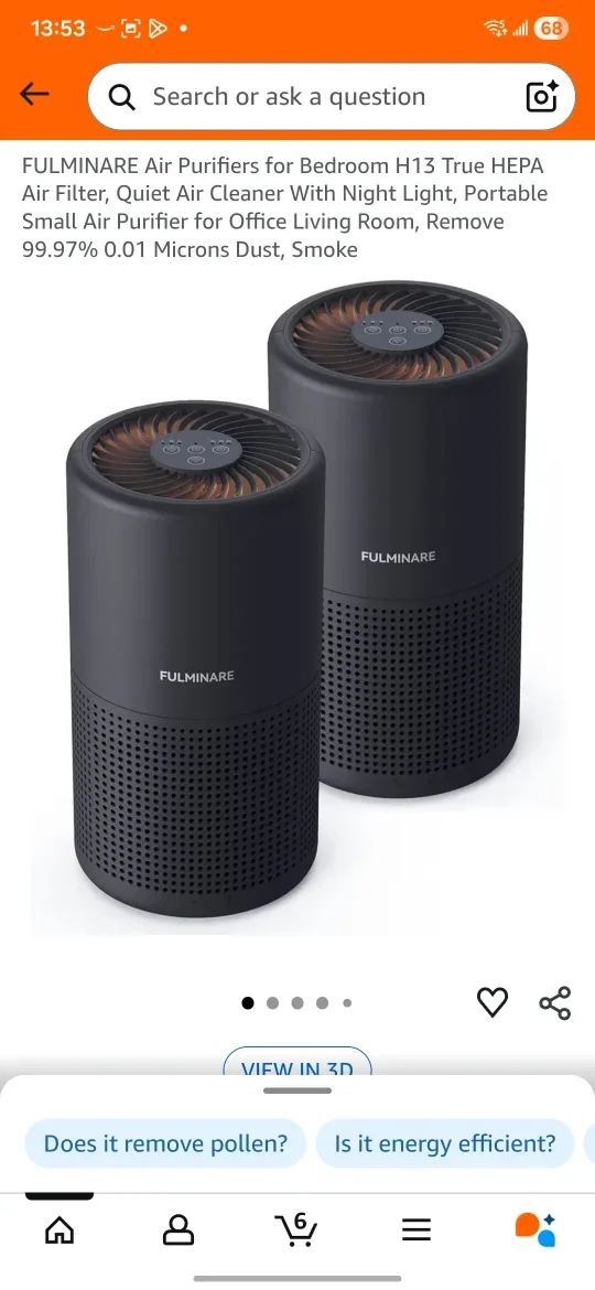 FULMINARE Air Purifiers - 2 Pack - Black