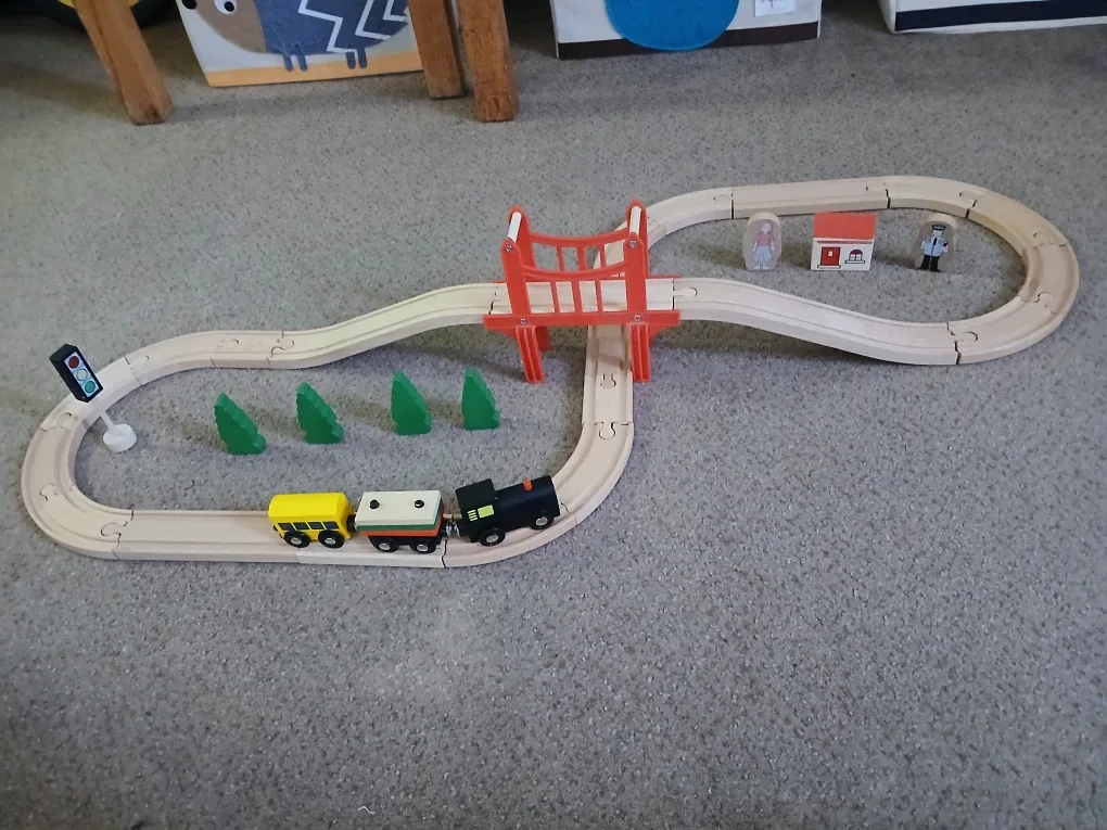 Tiny Land Wooden Train Set - 39 pcs