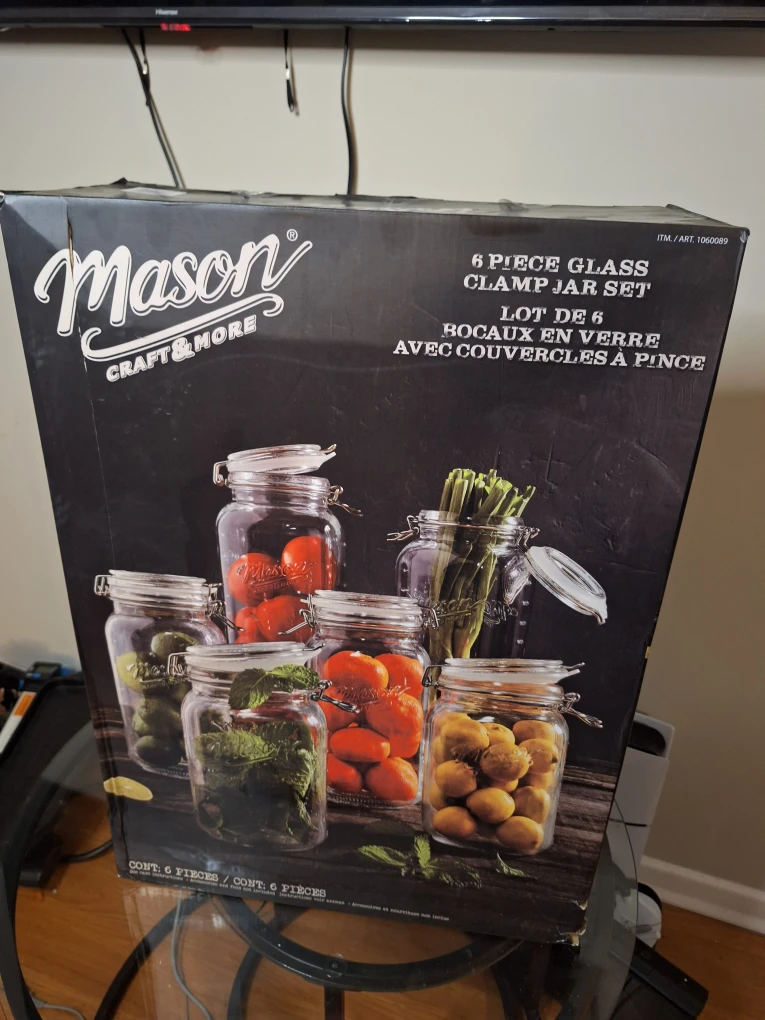Mason Craft & More 6-Piece Glass Clamp Jar Set