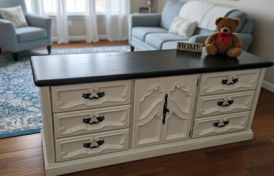 Elegant White & Black Dresser