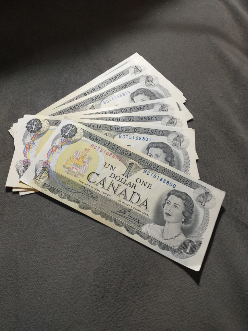 Amazing 1973 Canada 20 consecutive uncirculated $1 banknotes