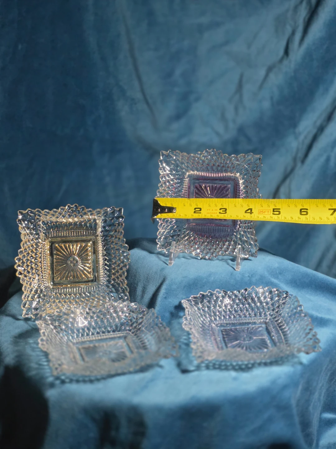 Set of 4 Vintage Indiana Glass Diamond Point Dishes - photo 2