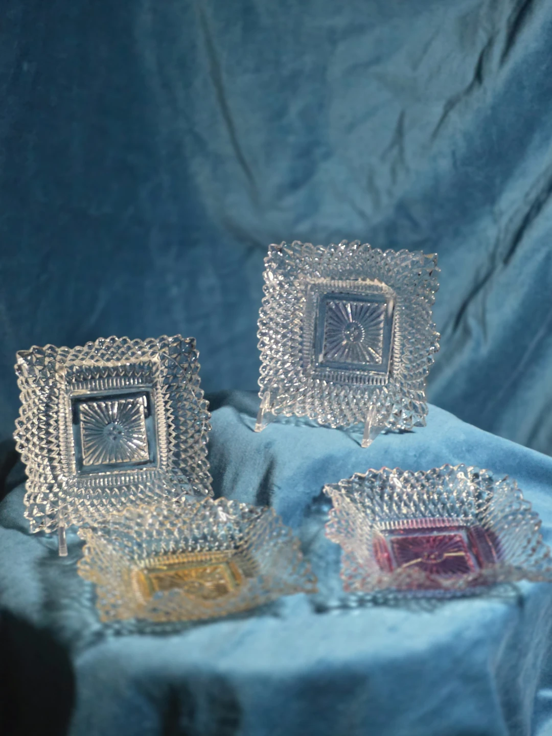Set of 4 Vintage Indiana Glass Diamond Point Dishes - photo 4