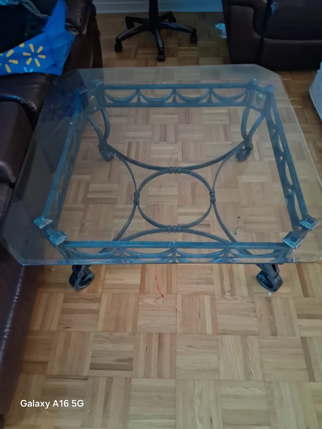 Glass Top Coffee Table with Metal Frame