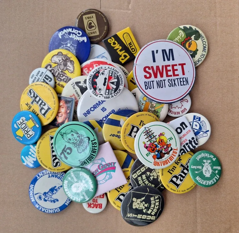 43 pcs Vintage Pinback Button Collection