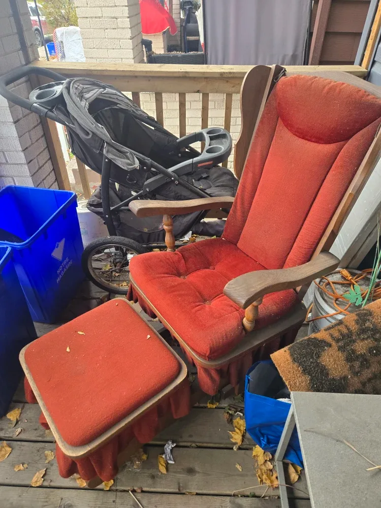 Red Rocking Chair & Ottoman Set
