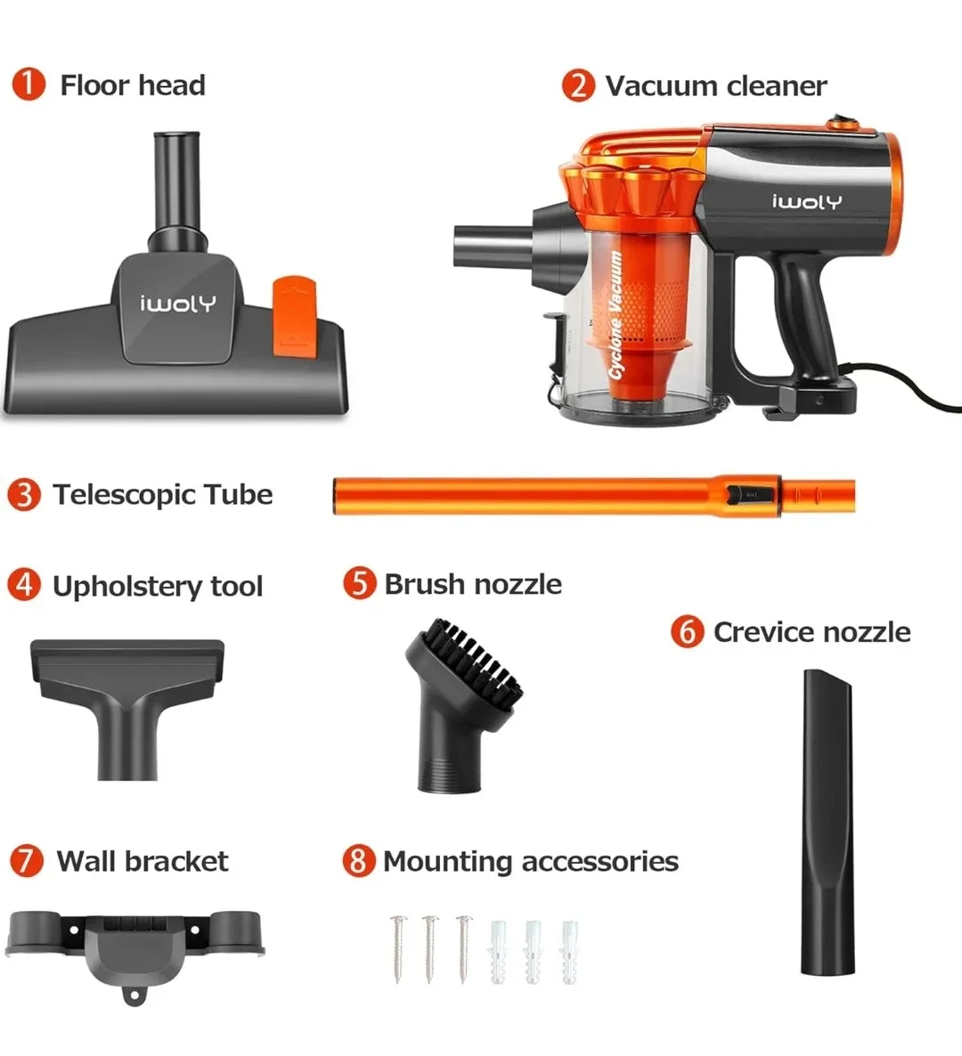 Iwoly Corded Stick Vacuum Cleaner