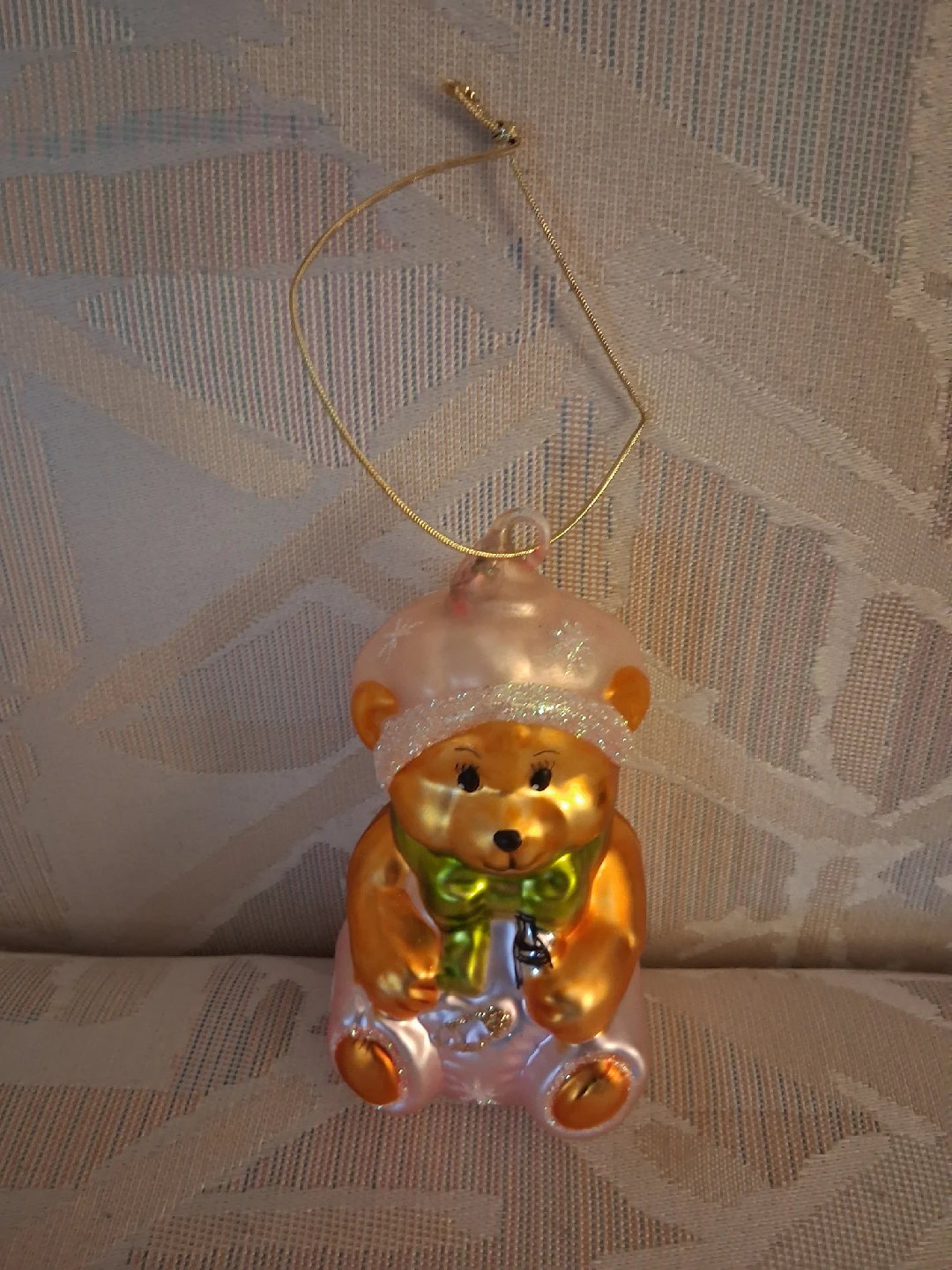 Vintage Baby Bear Frosted Mercury Blown Glass Christmas Ornament