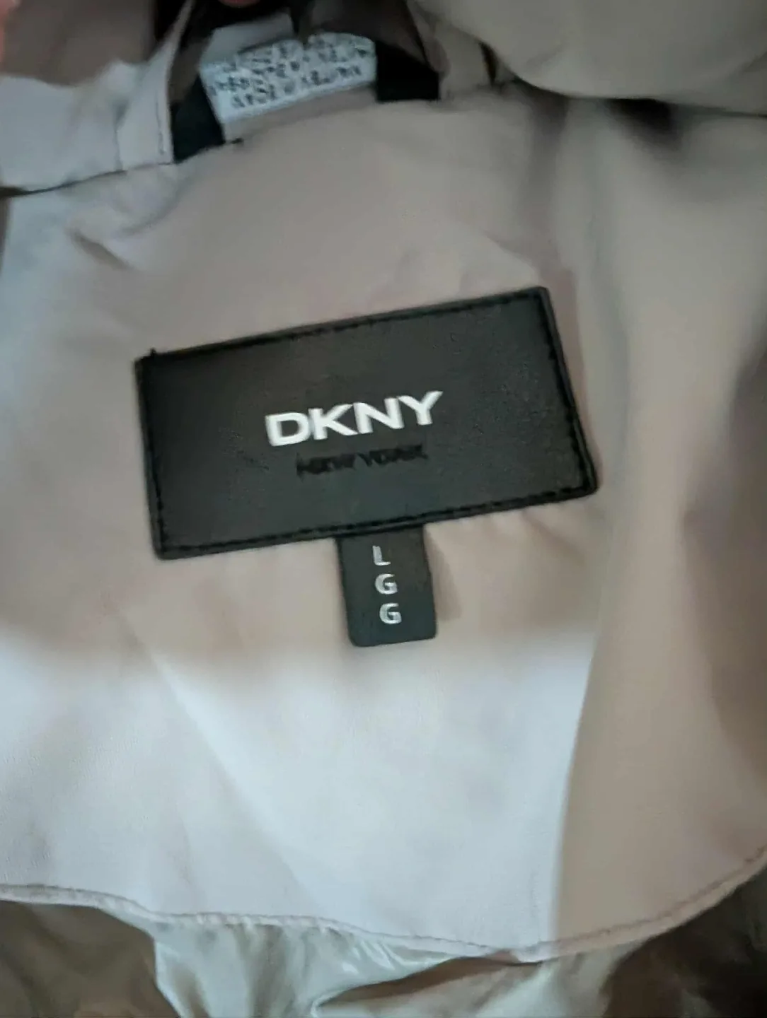 DKNY Beige Puffer Coat - Size L image indicator(3)