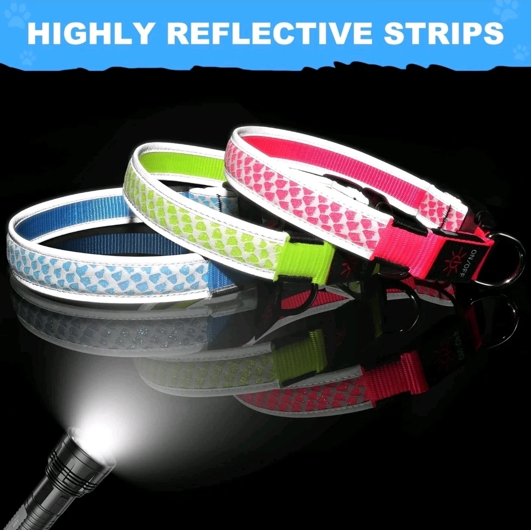 USB Rechargeable LED Dog Collar - pink! - photo 2