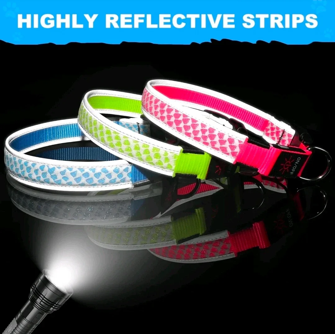 USB Rechargeable LED Dog Collar - pink! image indicator(2)