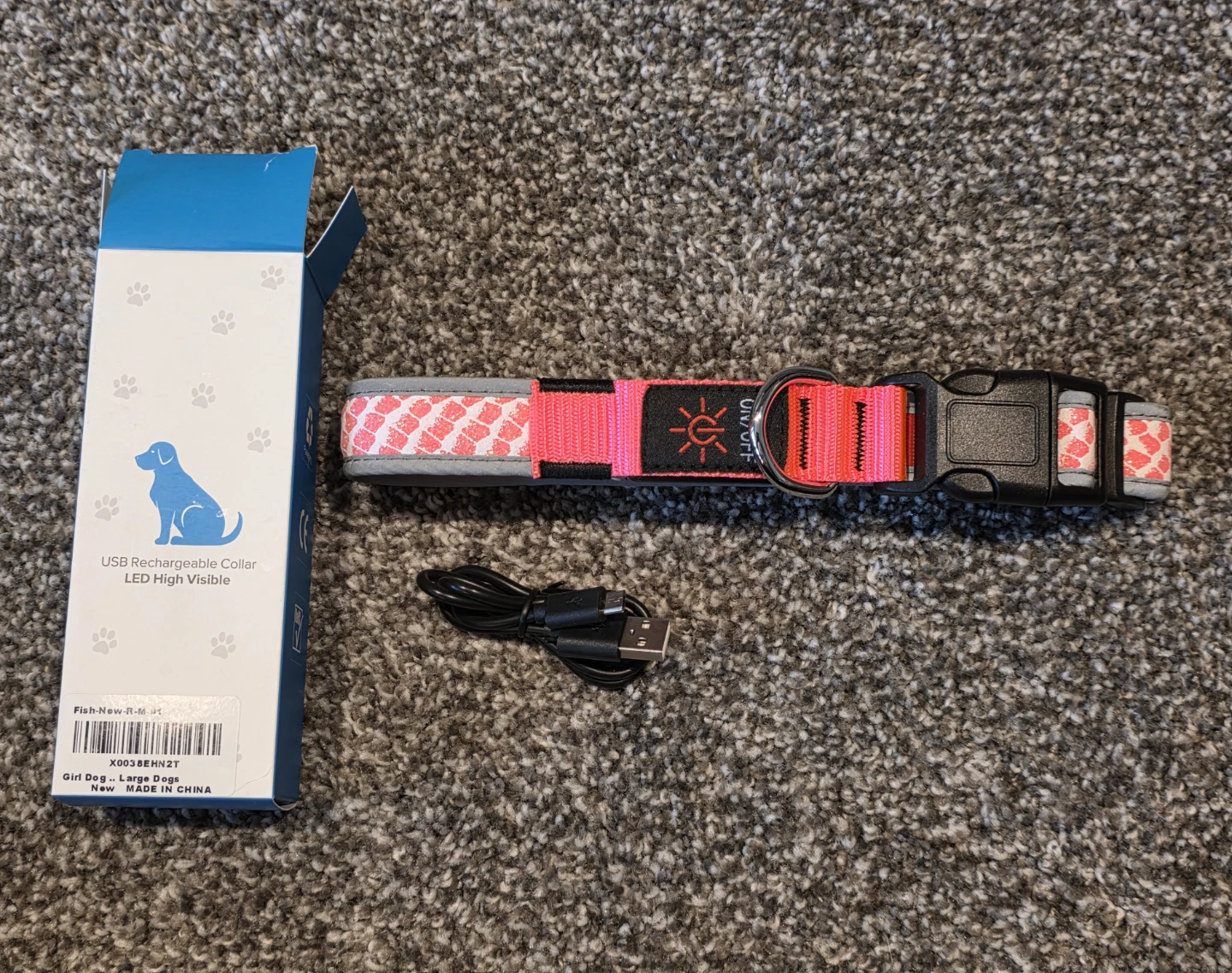 USB Rechargeable LED Dog Collar - pink! - photo 5