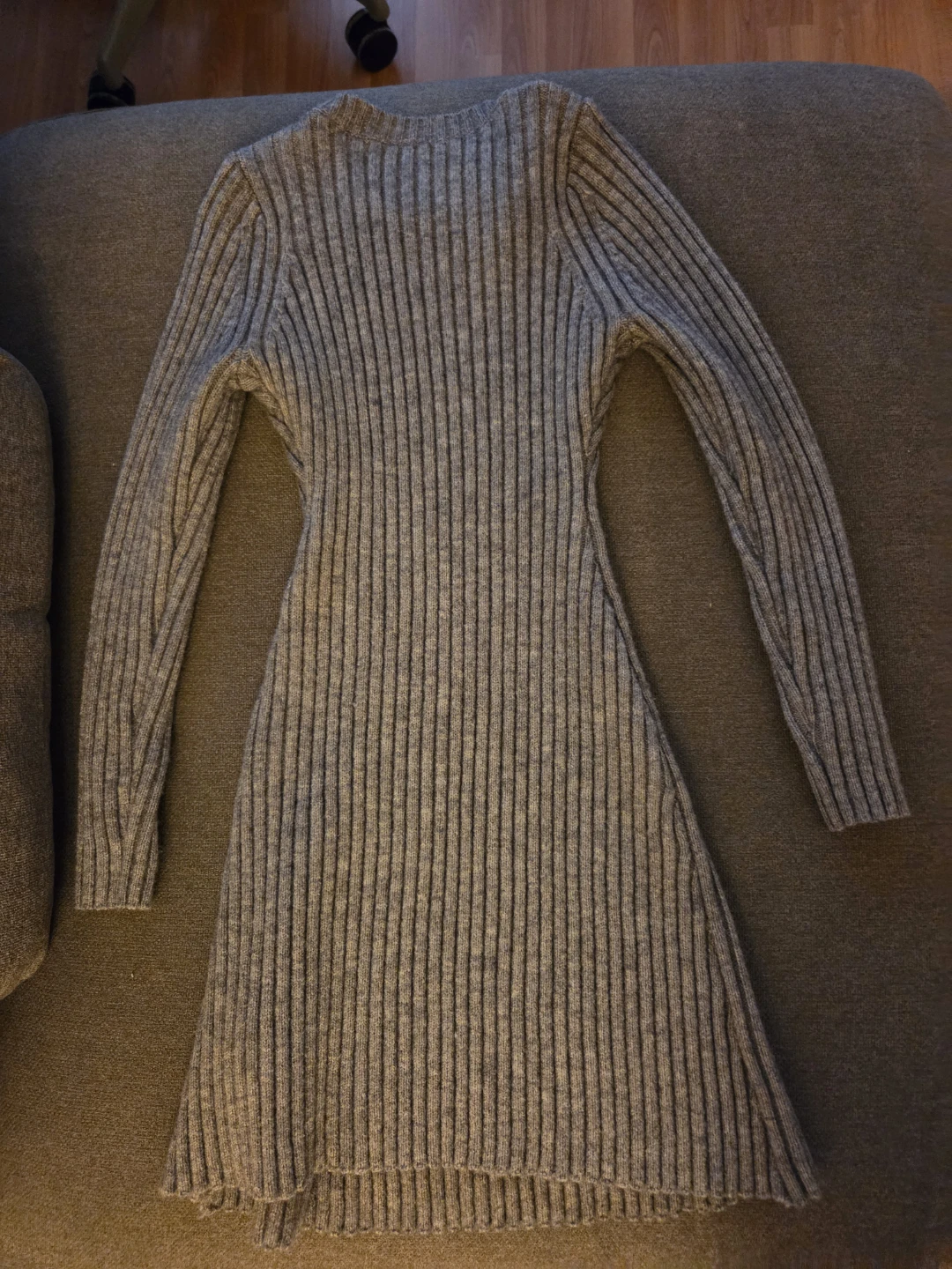 Grey Ribbed Knit Dress - photo 2