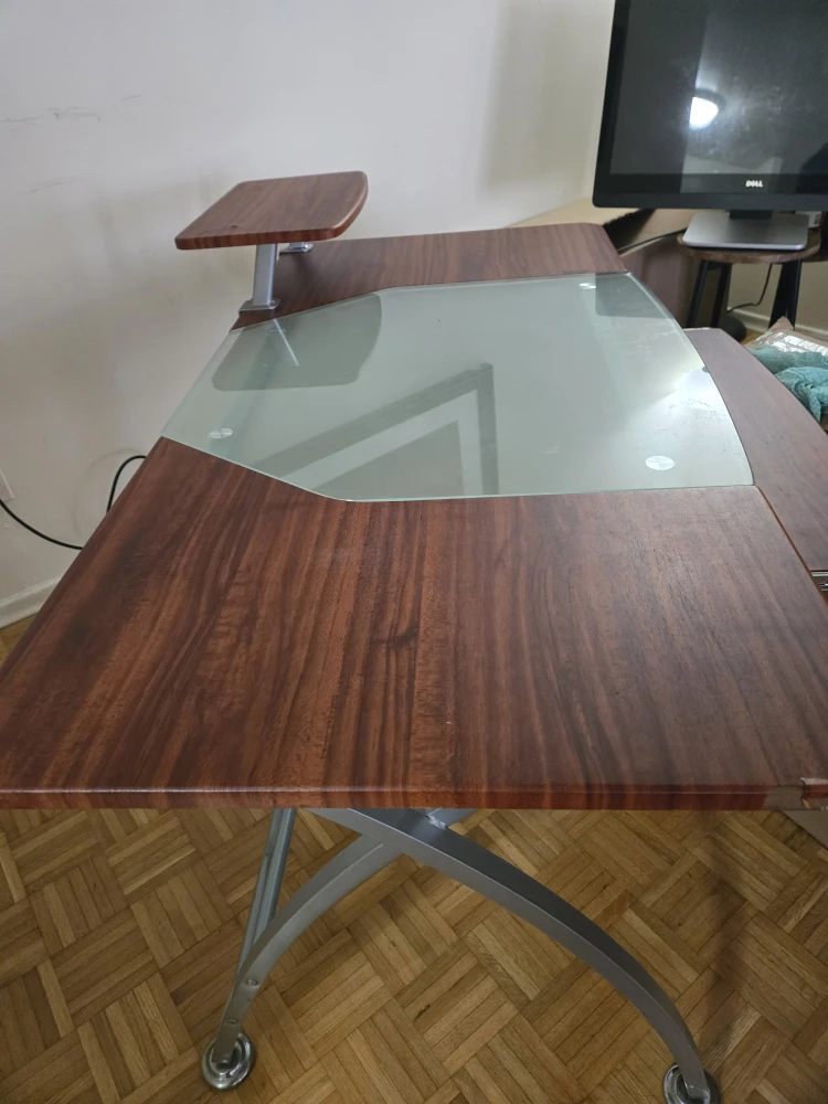 Wood and Glass Computer Desk
