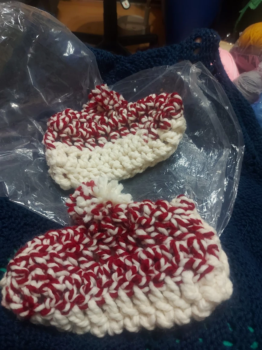 Handmade crocheted ladies slippers  - burgundy & cream