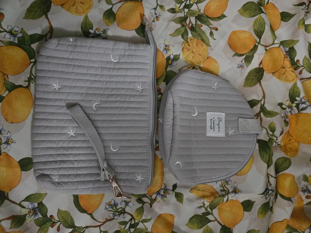 Bonjour Quilted Pouches - 2 Piece Set New