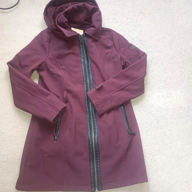 Michael Kors Softshell Hooded Coat - Burgundy. Size M