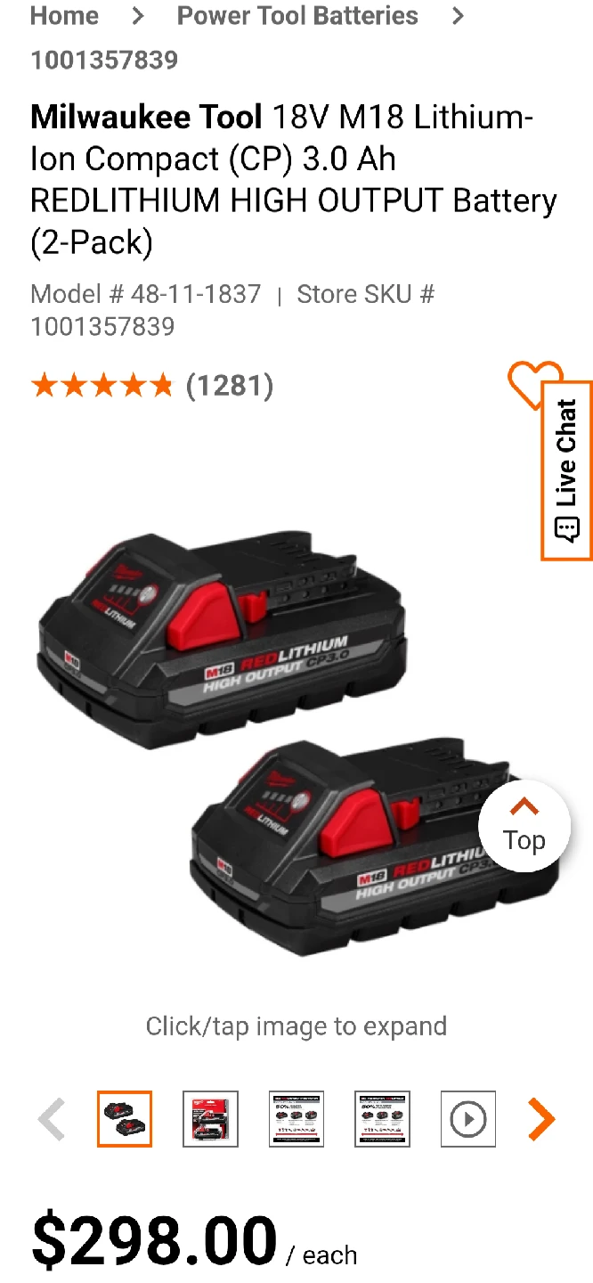 Milwaukee 18V M18 REDLITHIUM CP3.0 Battery 2-Pack - photo 2