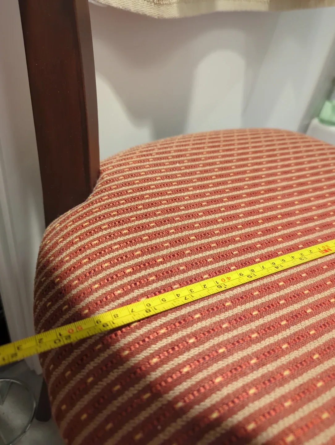 Four Solid Wood Formal Dining Chairs with Striped Seat image indicator(6)