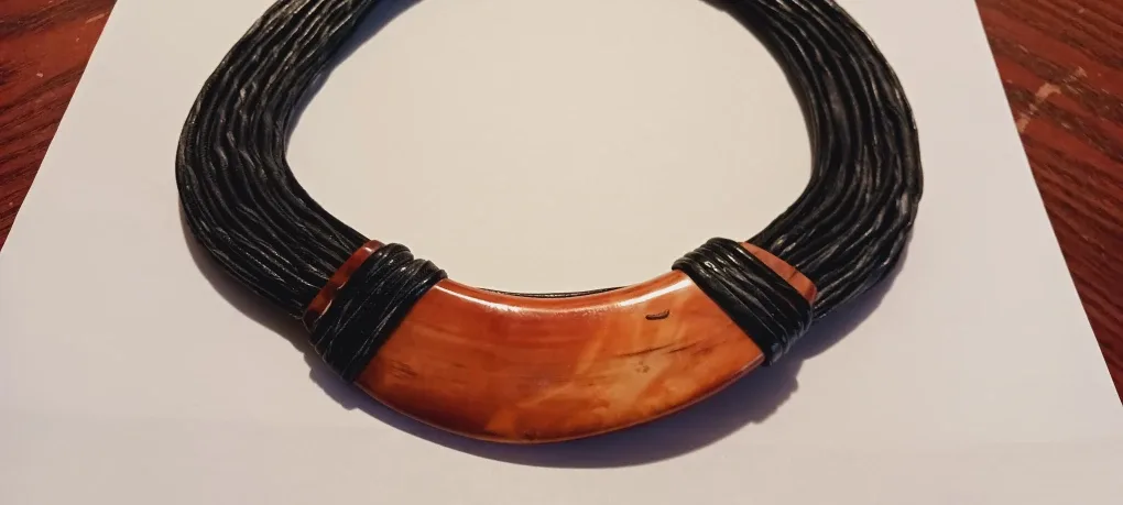 Anna Trzebinski Kenyan Designer Threads Necklace w/ bone pendant