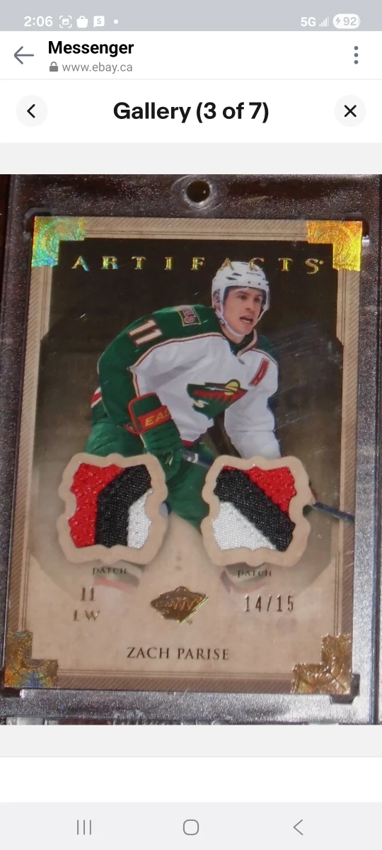 Zach Parise Artifacts Patch Card 14/15/ New Jersey patches - photo 2