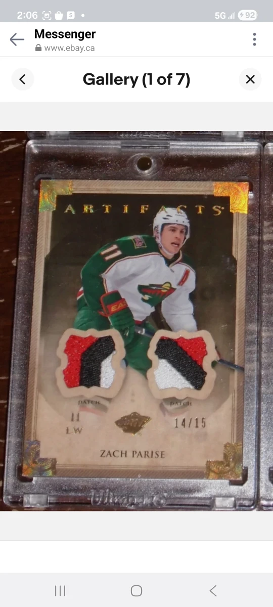 Zach Parise Artifacts Patch Card 14/15/ New Jersey patches - photo 4