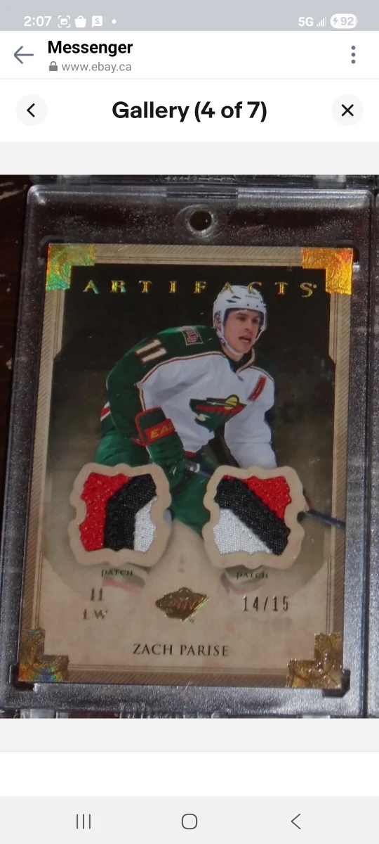 Zach Parise Artifacts Patch Card 14/15/ New Jersey patches - photo 5
