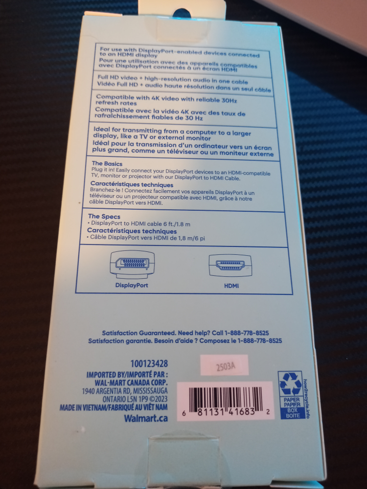 New Onn. DisplayPort to HDMI Cable 6ft - photo 2