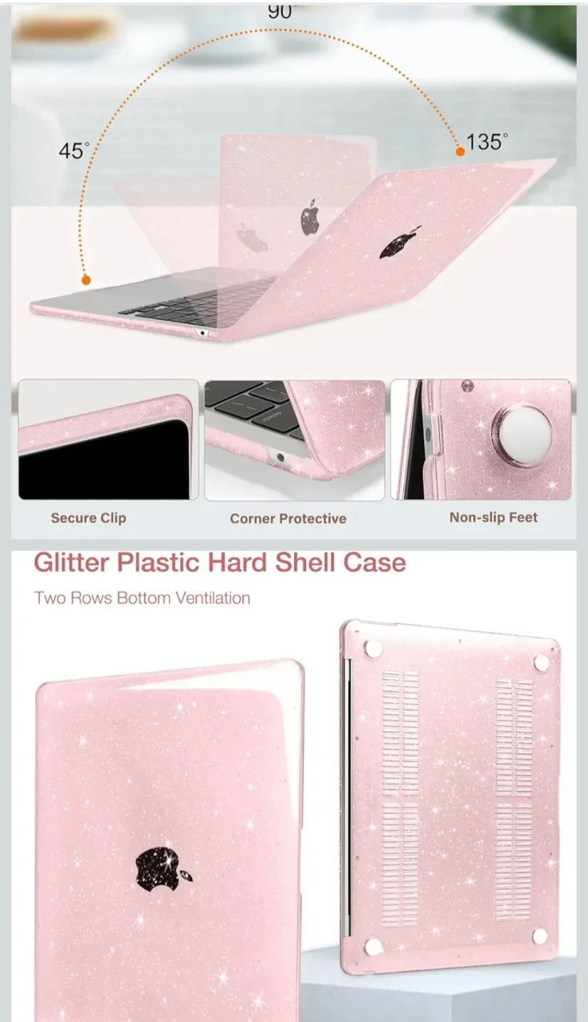 Pink Glitter Plastic Hard Shell Case for MacBook pro 14" thumbnail