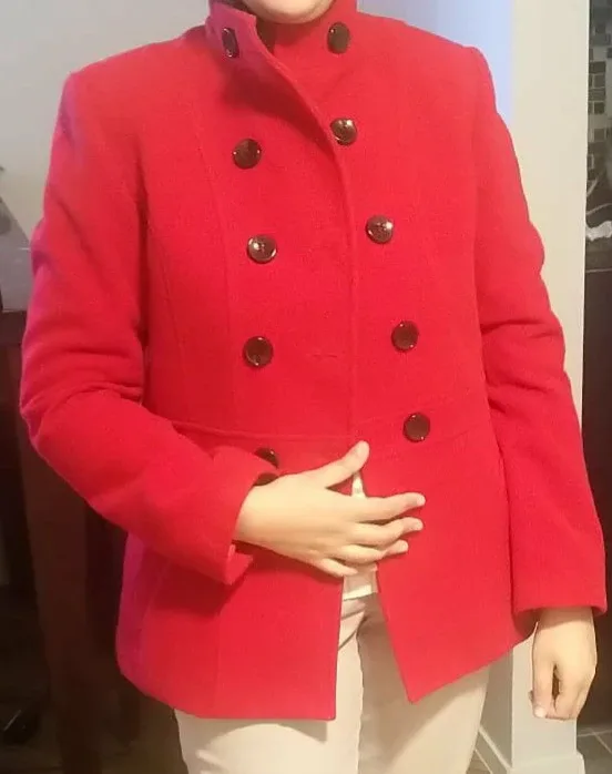 Red Double-Breasted Wool Coat