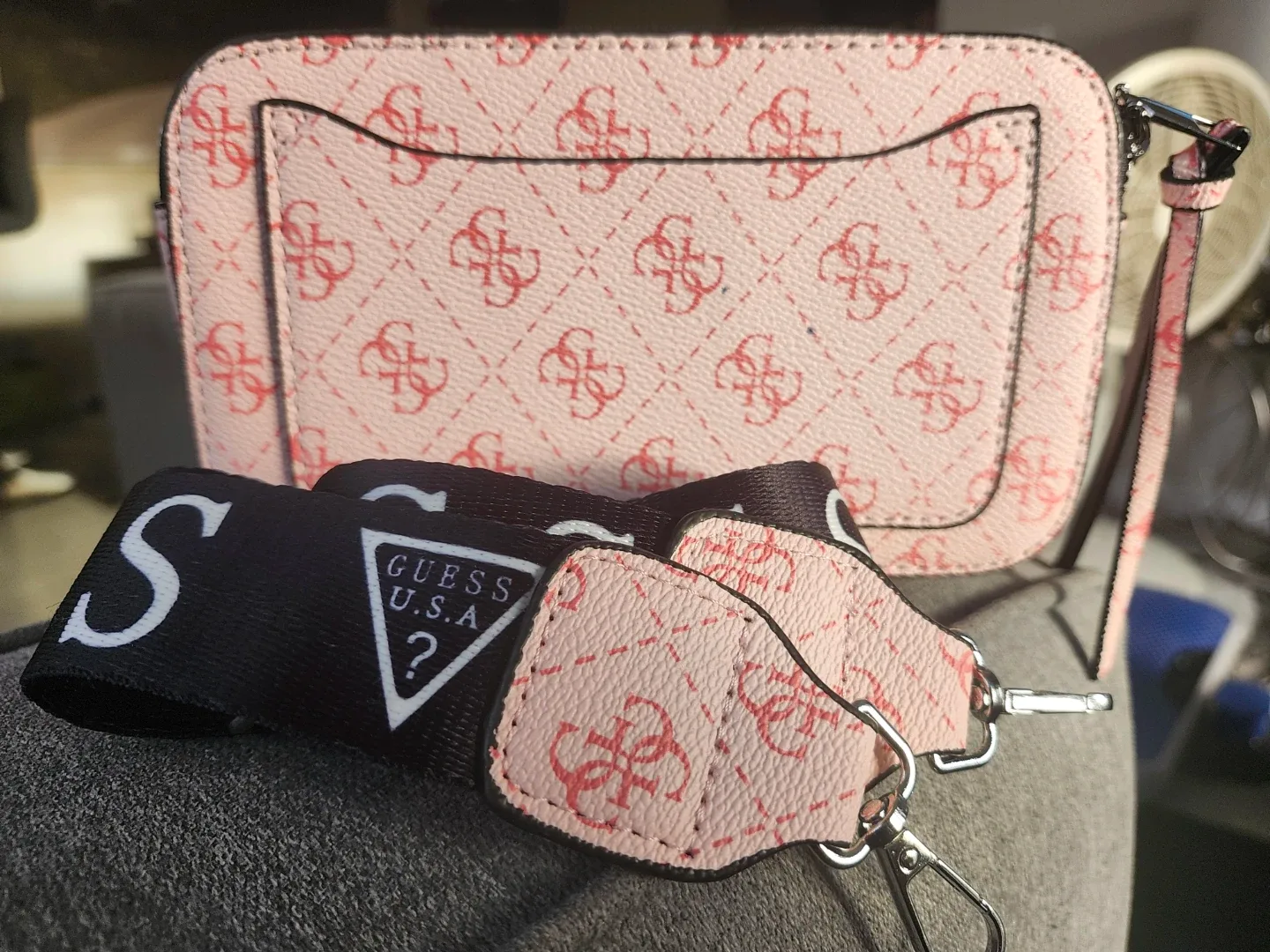 Guess Pink Patterned Crossbody Bag image indicator(2)